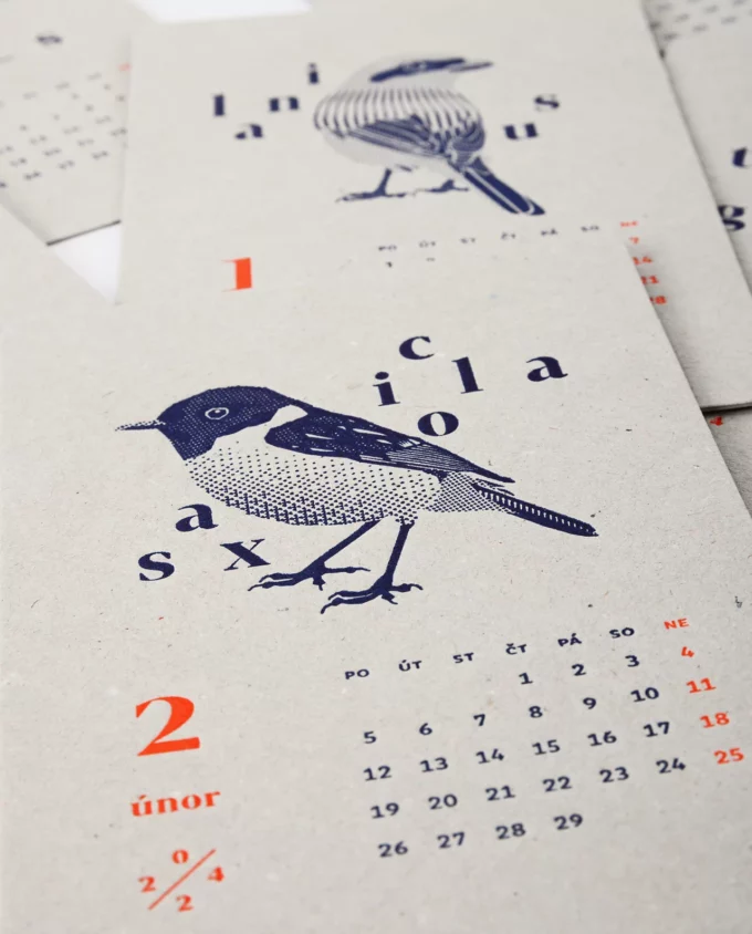 Knihtiskový kalendář typographicus 2024 v dubovém stojánku